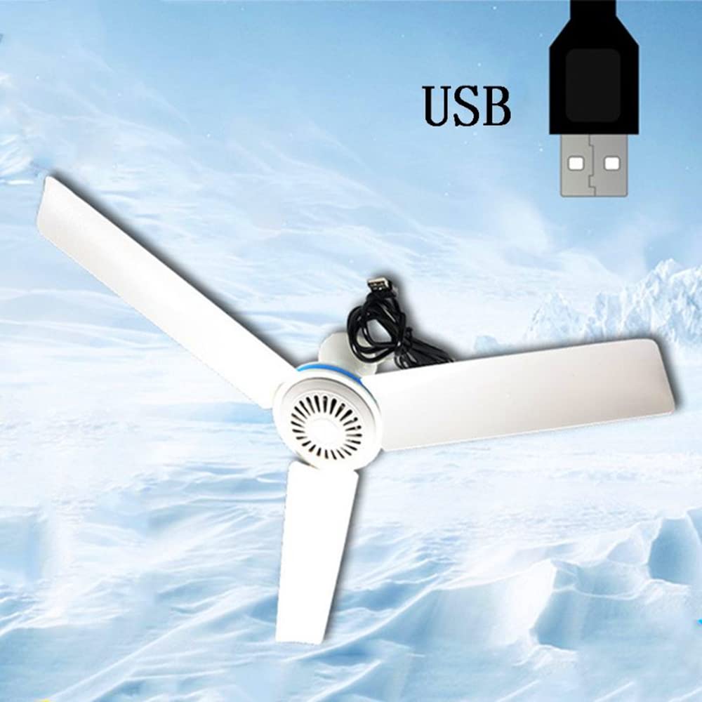 5V USB 19.7” Portable Ceiling Fan EXDOLL Mini USB Hanging Camping Tent Fans for Outdoor Gazebo Battery Powered Silent Design