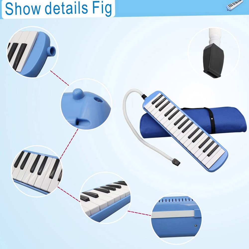 Mibee 32 Piano Keys Melodica Musical Instrument for Music Lovers Beginners Gift with Carrying Bag (Blue) 20220318 0