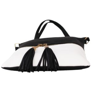 Women Crossbody Bag with Tassel for Womens Ladies, Shoulder Bag Handbag Cross body Bag Bolsa Feminina Purses Hand Bag (Tassel Bag Black and White)