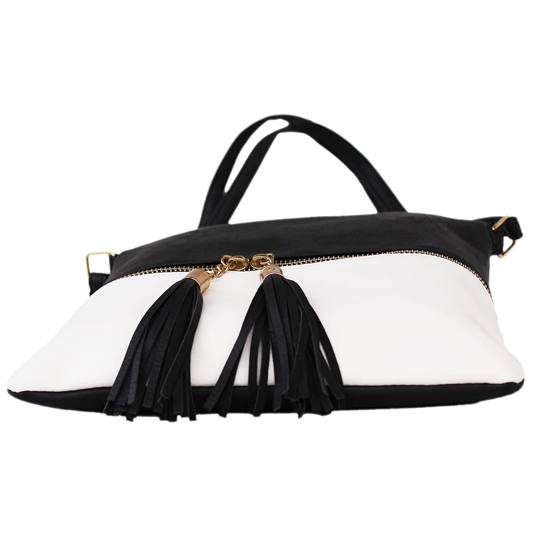 Women Crossbody Bag with Tassel for Womens Ladies, Shoulder Bag Handbag Cross body Bag Bolsa Feminina Purses Hand Bag (Tassel Bag Black and White)