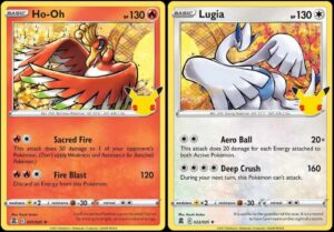 lugia & ho-oh - pokemon celebration card lot - legendary holo foil - 022/025 & 001/027