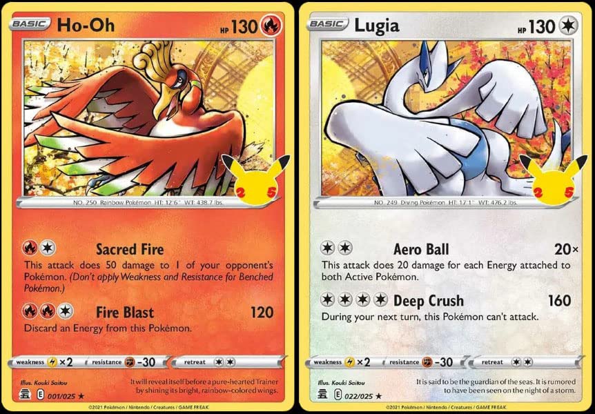 Lugia & Ho-oh - Pokemon Celebration Card Lot - Legendary Holo Foil - 022/025 & 001/027