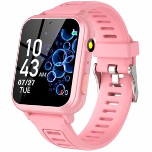 Cosjoype Kids Game Smart Watch Gift for Girls Age 6-12, 24 Puzzle Games HD Touch Screen Kids Watches with Video Camera Music Player Pedometer Flashlight 12/24hr Toys for 7 8 9 10 11 12 Year Old Girls