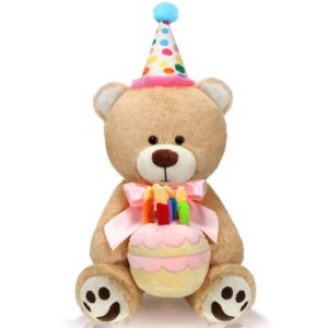 20 plush birthday bear with cake - stuffed animal toy for kids & party decor