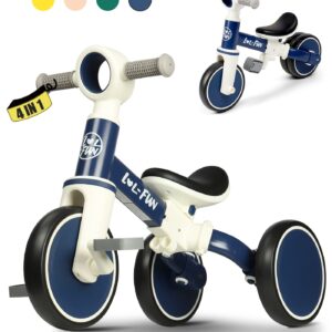 LOL-FUN Baby Balance Bike Toy for 1 2 Year Old Boys Girls Gift Toddler Tricycle 1-3 Year Old with Removable Pedal, 4 in 1 Trike for Ages 1-3 Present