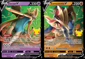 zacian v & zamazenta v - pokemon celebration card lot - legendary ultra rare holo foil - 018/025 & 016/030