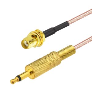 Eightwood SMA Female Bulkhead to 3.5mm 1/8” Mono TS Male Plug Stereo Adapter Shortwave Radio Antenna Cable 1.6 Feet