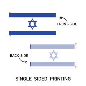 BannerBuzz Israel Flag Knitted Fabric 90 GSM - Lightweight, Bright & Vivid Colors, Brass Grommets Use for Indoor-Outdoor Purpose (9' W X 6' H)