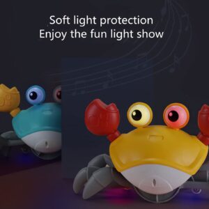 Ainstru Crawling Crab Baby Toy, Tummy Time Toy with Music and LED Light, Walking/Dancing/Moving Crab, Automatically Avoid Obstacle Toddler Interactive Crab Toys for Babies Kids, (Green)