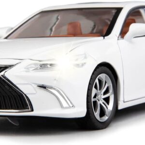 WAKAKAC Model Car 1/24 Lexus ES300 Alloy Diecast Collectible Toy Car with Light and Sound Toy Vehicle Door Can Be Opened for Boys Kids Toddler Gift White Car