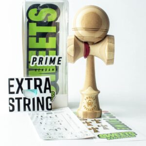 Sweets Kendamas Bamboo Boost Kendama - Natty Engraving, Improves Hand Eye Coordination, Reflex, Perfect for Beginners, Extra String Accessory Quick Start Bundle