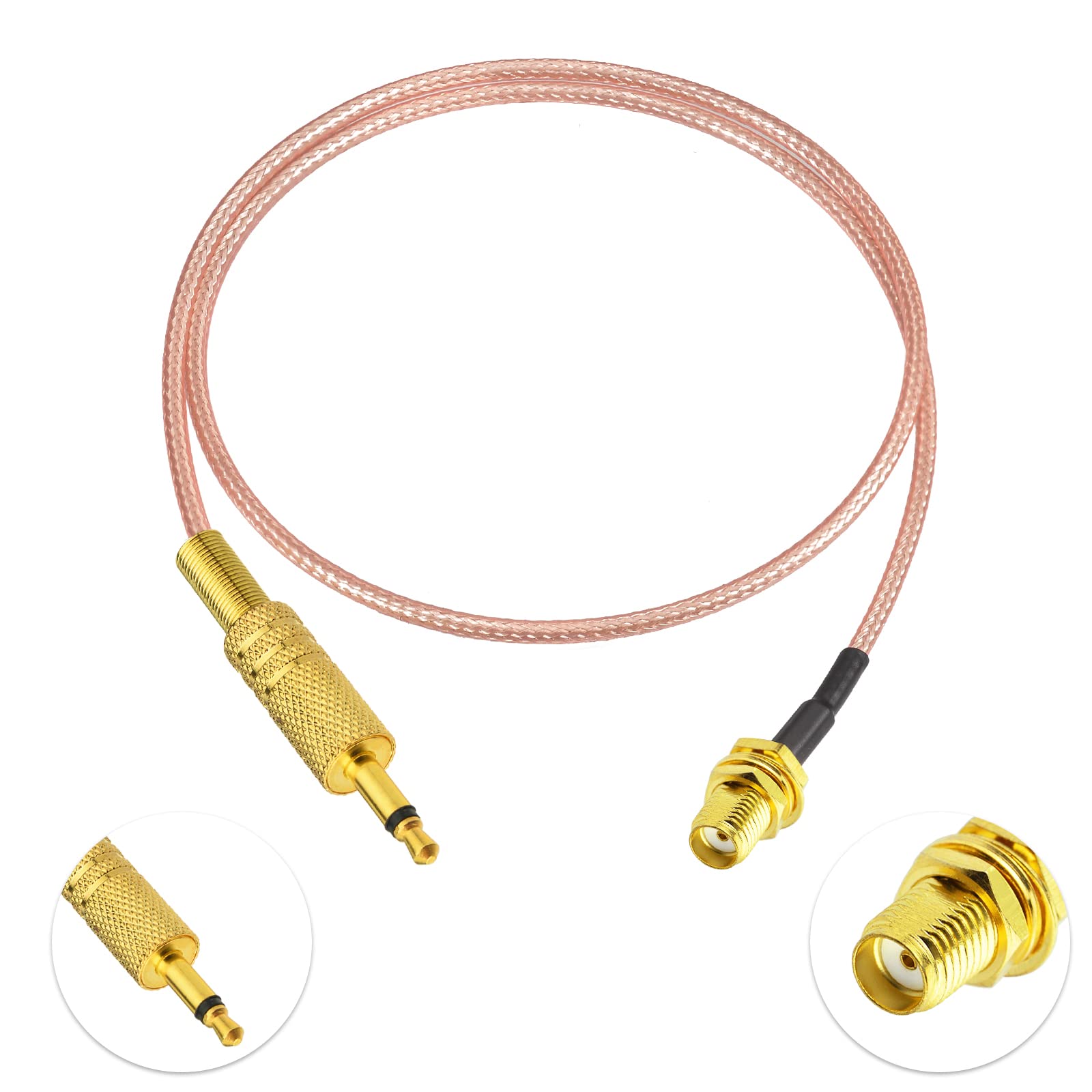 Eightwood SMA Female Bulkhead to 3.5mm 1/8” Mono TS Male Plug Stereo Adapter Shortwave Radio Antenna Cable 1.6 Feet