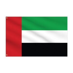 bannerbuzz uae united arab emirates flag knitted fabric 90 gsm - lightweight, bright & vivid colors, brass grommets use for indoor-outdoor purpose (9' w x 6' h)