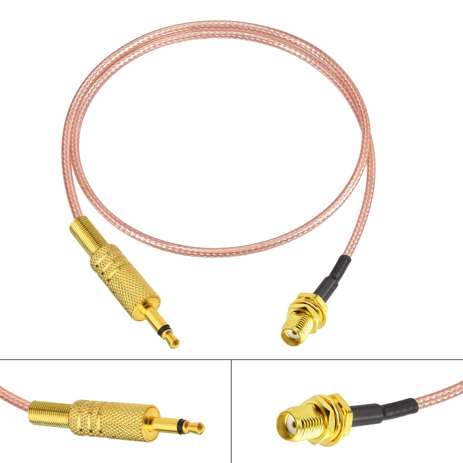 Eightwood SMA Female Bulkhead to 3.5mm 1/8” Mono TS Male Plug Stereo Adapter Shortwave Radio Antenna Cable 1.6 Feet