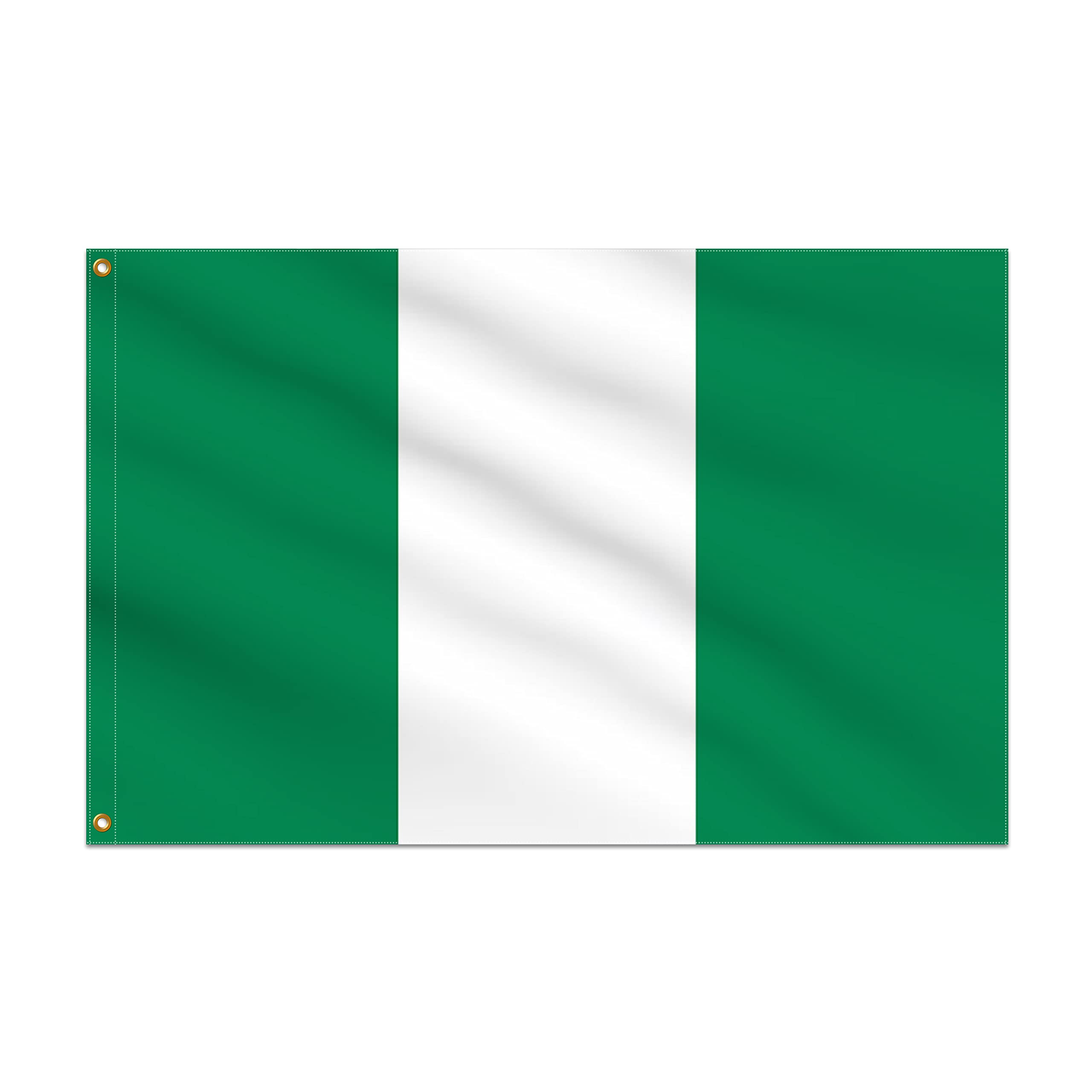 BannerBuzz Nigeria Flag Knitted Fabric 90 GSM - Lightweight, Bright & Vivid Colors, Brass Grommets Use for Indoor-Outdoor Purpose (9' W X 6' H)