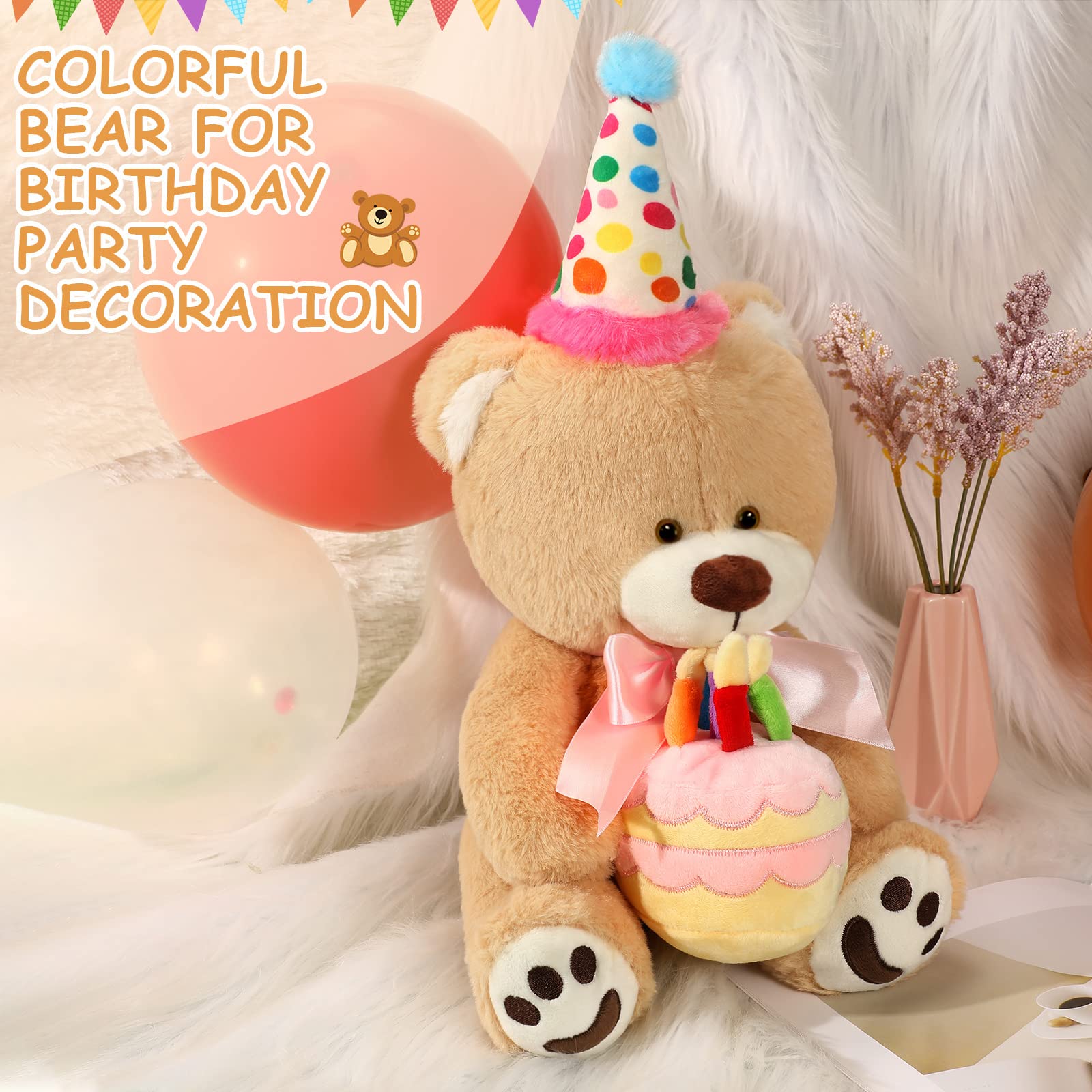 20 Plush Birthday Bear with Cake - Stuffed Animal Toy for Kids & Party Decor