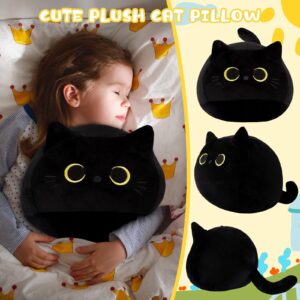 KWQBWQF Black Cat Plush Toy 16'' Black Cat Pillow, Soft Stuffed Cat Plush Doll, Plushie Cat Pillow Cat Stuffed Animals for Kids Birthday Girlfriend Valentines Gift