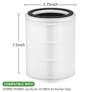 TPAP001 H13 True HEPA Air Filter, Only Compatible with TOPPIN TPAP001 Comfy Air C2 Air Purifier, H13 True HEPA Filter for TOPPIN TPAP001 Filter, TPFF001【Not Fit TPAP002 TPAP004 TPAP005 】