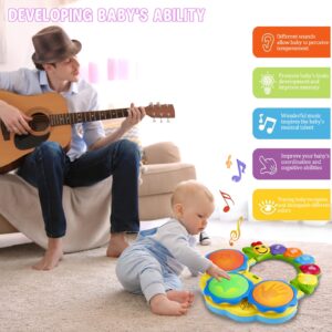 DOTDROPTRY Baby Toys 12-18 Months Infant Portable Musical Drums Piano Baby Toy 6 to 12 Months with Music Light Funny Sounds Gifts for Birthday Christmas Toys for 1 2 Year Old Boys Girls Toddlers