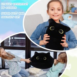 KWQBWQF Black Cat Plush Toy 16'' Black Cat Pillow, Soft Stuffed Cat Plush Doll, Plushie Cat Pillow Cat Stuffed Animals for Kids Birthday Girlfriend Valentines Gift