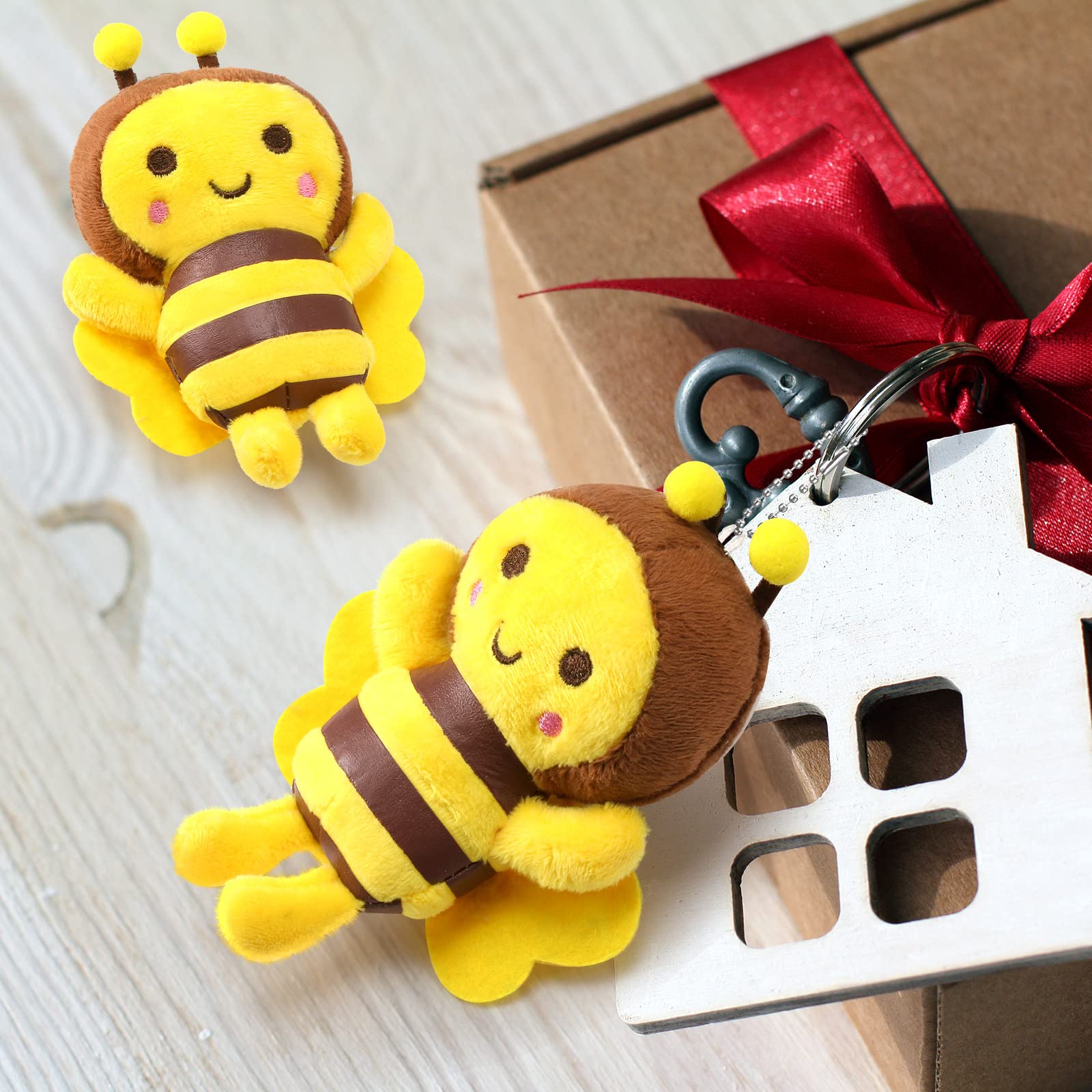 8 Pcs 5 Inch Stuffed Bees Plush Soft Bees Small Bee Stuffed Animal Realistic Cartoon Little Honey Bee Stuffed Toy Adorable Bee Doll for Bee Birthday Party Decorations DIY (Vivid Style)