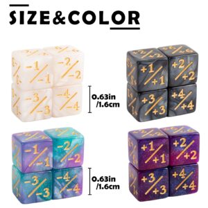 48 Pieces MTG Dice Counters Buff Token Dice Loyalty Dice Starry Marble D6 Dice Cube Compatible with Magic The Gathering, CCG, Card Gaming Accessory, 4 Colors