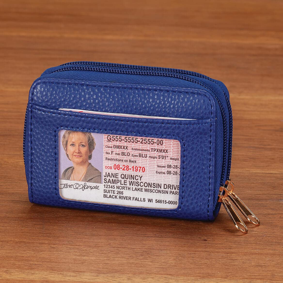 Fox Valley Traders RFID Zip Around Wallet, Blue