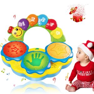 DOTDROPTRY Baby Toys 12-18 Months Infant Portable Musical Drums Piano Baby Toy 6 to 12 Months with Music Light Funny Sounds Gifts for Birthday Christmas Toys for 1 2 Year Old Boys Girls Toddlers