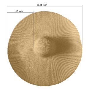 Oversized Beach Straw Hats for Women Extra Large Wide Brim Beach Hat Foldable Roll up Floppy Sun Hat Summer UV Protection (US, Alpha, Large, X-Large, Khaki)