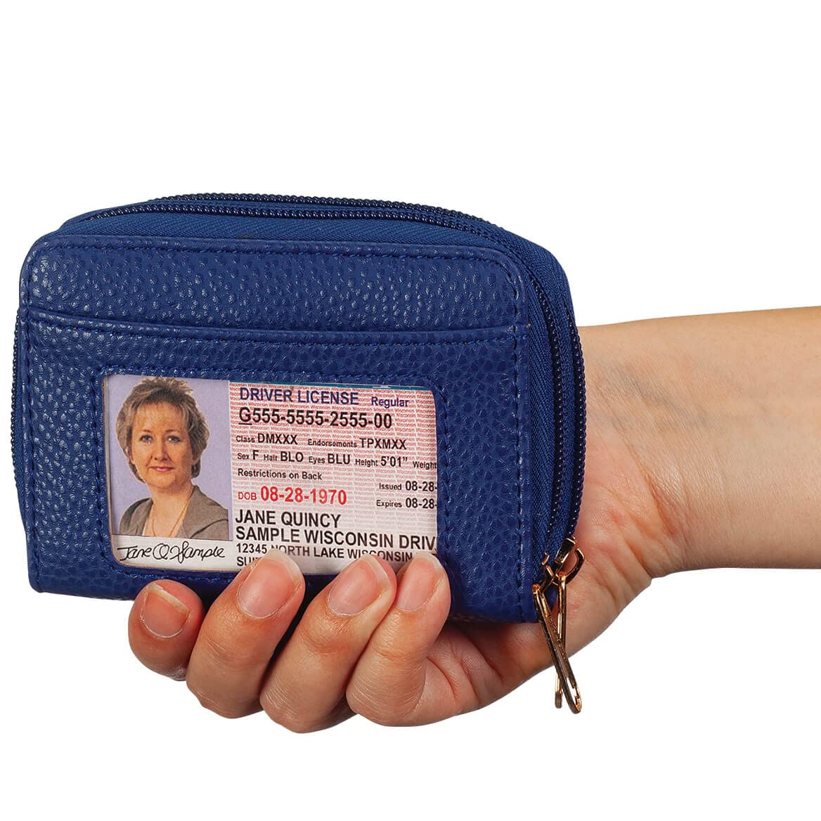 Fox Valley Traders RFID Zip Around Wallet, Blue