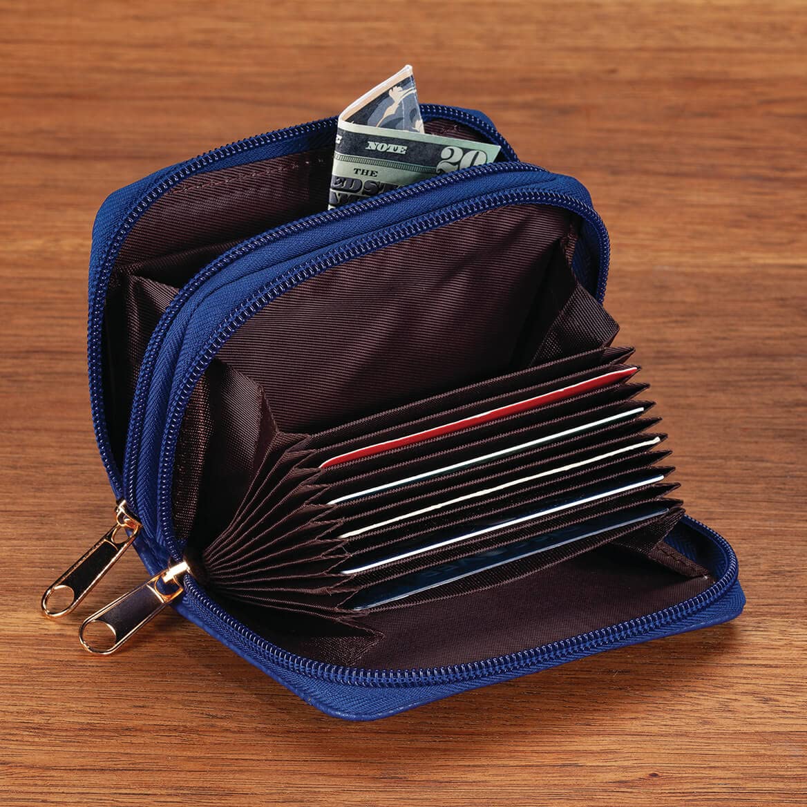 Fox Valley Traders RFID Zip Around Wallet, Blue