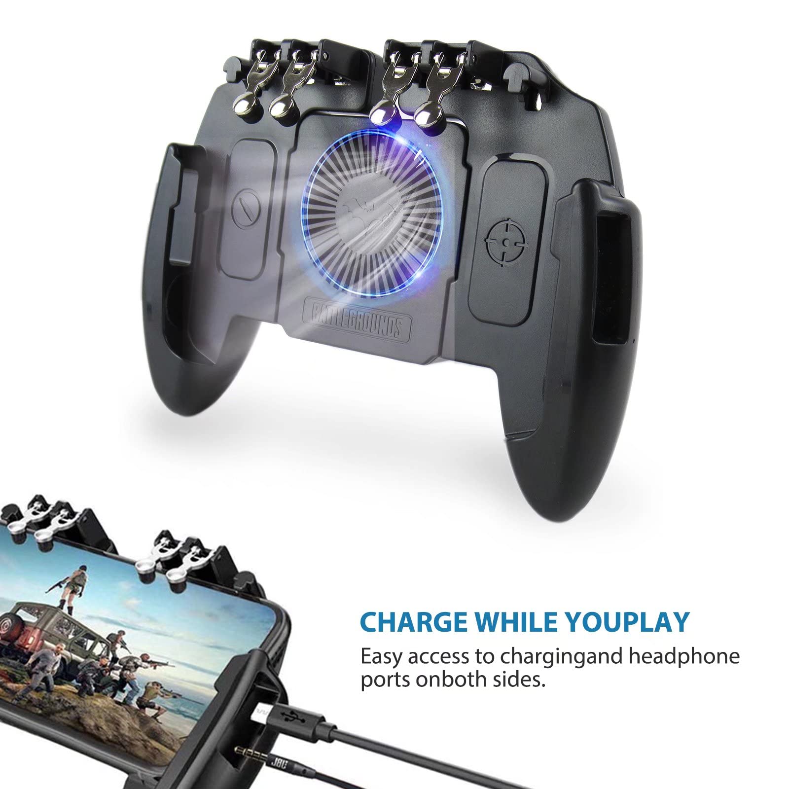 Game Controller Gamepad Trigger Shooting Free Fire Cooling Fan Gamepad Joystick for IOS Android Mobile Phone