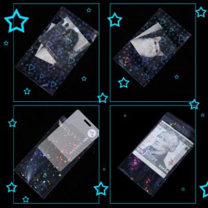 200 Pcs Laser Flashing Card Sleeves Photo Card Sleeves Kpop Holographic Photocard Sleeves Little Star Heart Glass Gemstone Transparent Trading Cards Sleeves 2.6 x 3.5 Inches