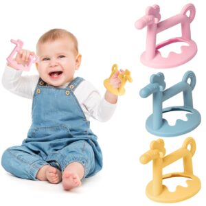 R HORSE 3Pcs Baby Wrist Teether Toys Anti-Dropping Silicone Teething Toy Soothing Bracelet Teether for Soothie, Infants Toddlers Hand Pacifier Baby Shower Birthday Gifts for Boys Girls