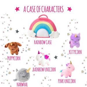 PixieCrush Unicorn Toys Stuffed Animal Gift Plush Set with Rainbow Case – 5 Piece Stuffed Animals with 2 Unicorns, Kitty, Puppy, and Narwhal – Toddler Gifts for Girls Aged 3, 4, 5,6,7, 8 yr olds