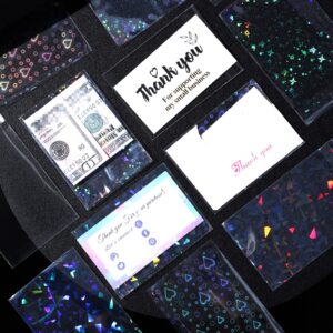 200 Pcs Laser Flashing Card Sleeves Photo Card Sleeves Kpop Holographic Photocard Sleeves Little Star Heart Glass Gemstone Transparent Trading Cards Sleeves 2.6 x 3.5 Inches