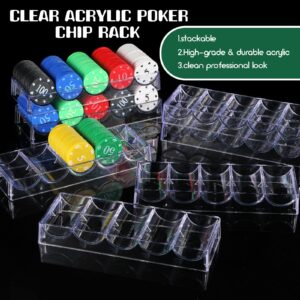 Yulejo 10/15/20 Pack Poker Chip Trays Acrylic Poker Chip Rack Poker Chip Holder Poker Chip Cases for Casino Game(15 Pack)