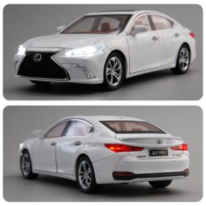 WAKAKAC Model Car 1/24 Lexus ES300 Alloy Diecast Collectible Toy Car with Light and Sound Toy Vehicle Door Can Be Opened for Boys Kids Toddler Gift White Car