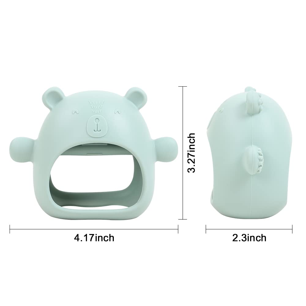 Baby Little Bear Silicone Teething Toys for 3-6 6-12 Months Infants,Anti-dropping Hand Wrist Teether Mitten,Sensory Chew Toy for Baby Sucking Biting Needs. (Blue)