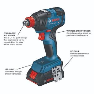 BOSCH GXL18V-901B25 18V 9-Tool Combo Kit 2-In-1 Bit/Socket Impact Driver, Hammer Drill/Driver, Recip Saw, Circ Saw, Oscillating Tool, Angle Grinder, Vacuum, Worklight, (2) CORE18V 4 Ah Batteries