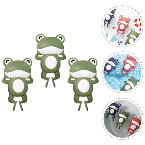 Toyvian 3Pcs Wind Up Bath Frogs for Kids Swimming Frog Clockwork Toys Floating Bathtub Toy Kids Water Bathtime Fun Green