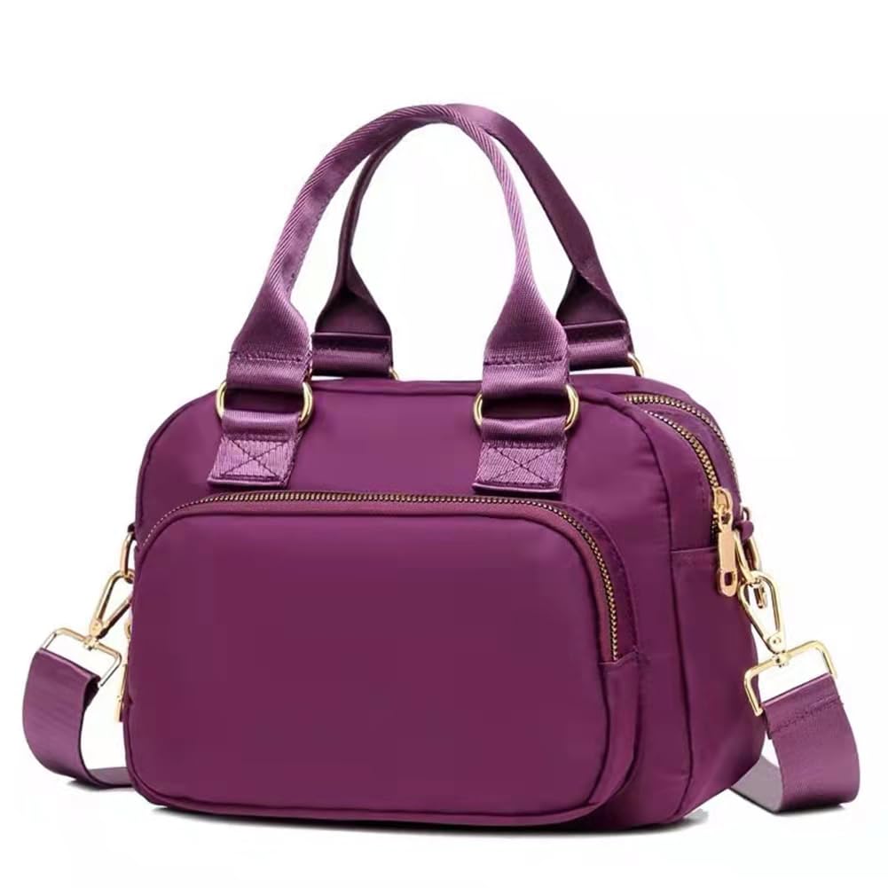 OPXTO Nylon Shoulder Handbags for Women, Waterproof Multi Lightweight Pocket Purses and Cross-body Bags. (Purple)