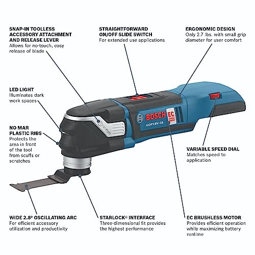 BOSCH GXL18V-901B25 18V 9-Tool Combo Kit 2-In-1 Bit/Socket Impact Driver, Hammer Drill/Driver, Recip Saw, Circ Saw, Oscillating Tool, Angle Grinder, Vacuum, Worklight, (2) CORE18V 4 Ah Batteries