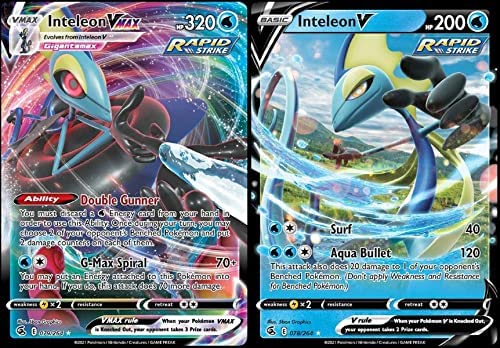 Inteleon V & Vmax Card Set - Fusion Strike 078/264 & 079/264 - Pokemon Ultra Rare 2 Card Lot