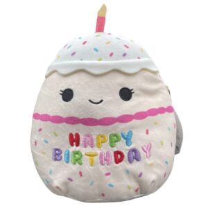 squishmallows oficial kellytoy food plush toys soft plush animal (8 inch, lyla happy birthday cake)