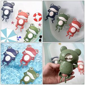 Toyvian 3Pcs Wind Up Bath Frogs for Kids Swimming Frog Clockwork Toys Floating Bathtub Toy Kids Water Bathtime Fun Green