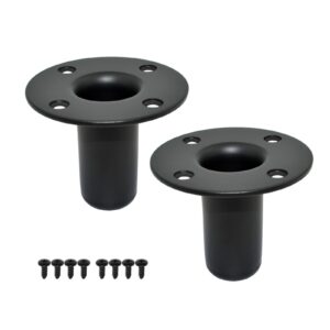 Howonder Speaker Stand Top Hat 4.13"x3.29" ，Metal Speaker Cabinet Pole Mount， PA/DJ Tripod Speaker Stand Mounts Adapters 105X85mm (2 Packs Black)