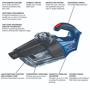 BOSCH GXL18V-901B25 18V 9-Tool Combo Kit 2-In-1 Bit/Socket Impact Driver, Hammer Drill/Driver, Recip Saw, Circ Saw, Oscillating Tool, Angle Grinder, Vacuum, Worklight, (2) CORE18V 4 Ah Batteries