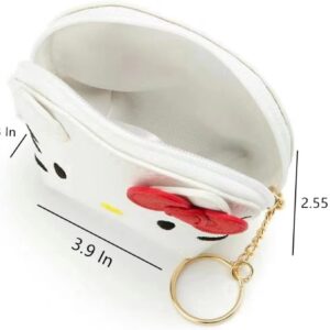 FDC TGTA Cartoon Animal Coin Purse for Women with Zipper Leather Coin Pouch with Keychain, White Dog, one size