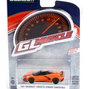 2021 Chevy Corvette Stingray Convertible Sebring Orange Metallic Greenlight Muscle Series 26 1/64 Diecast Model Car by Greenlight 13310 F